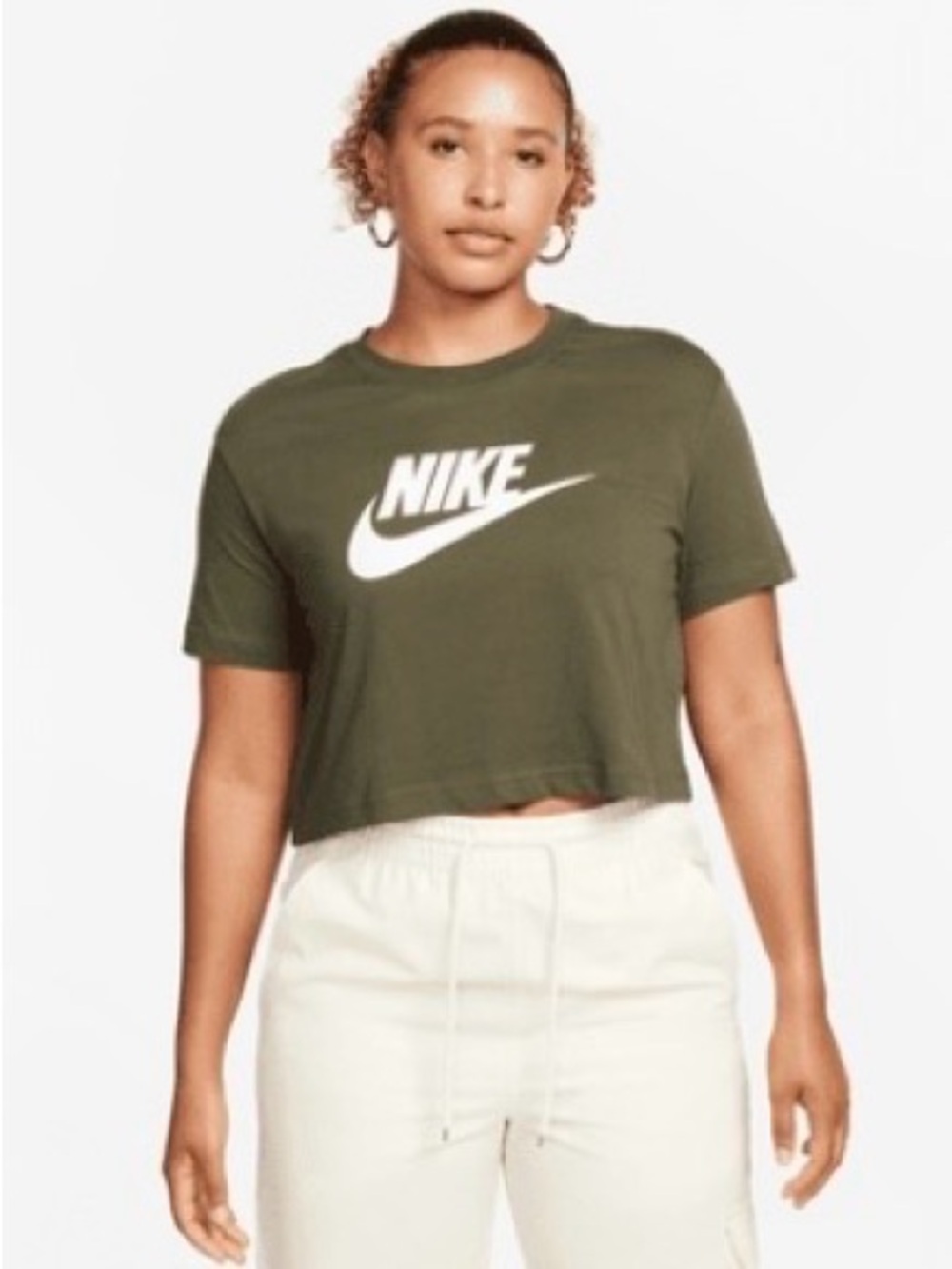 NWOT Nike Sportswear Essential Crop Tee | Cargo Khaki | Size M